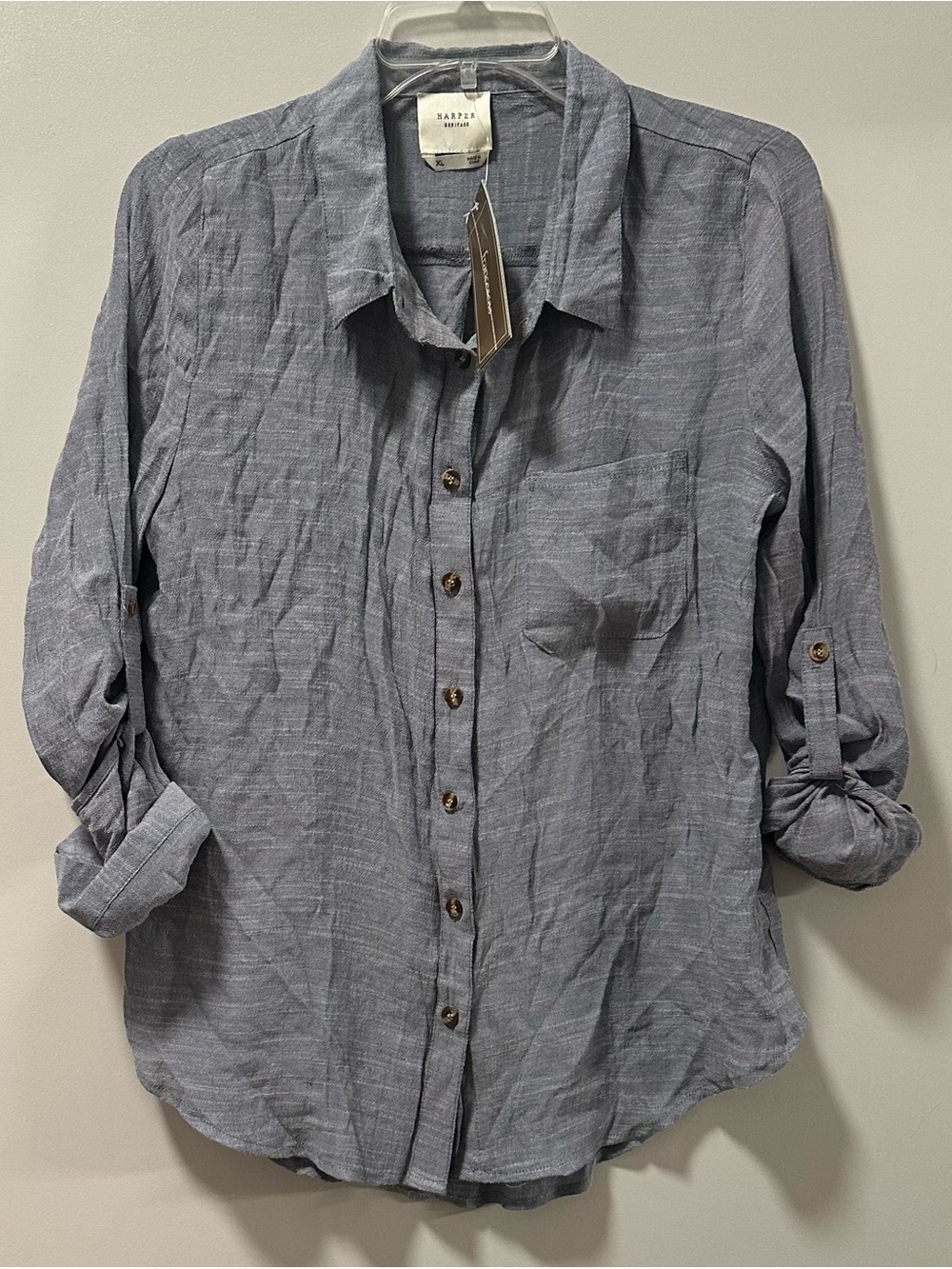 Women’s Button-Down Shirt in Heather Gray-Blue